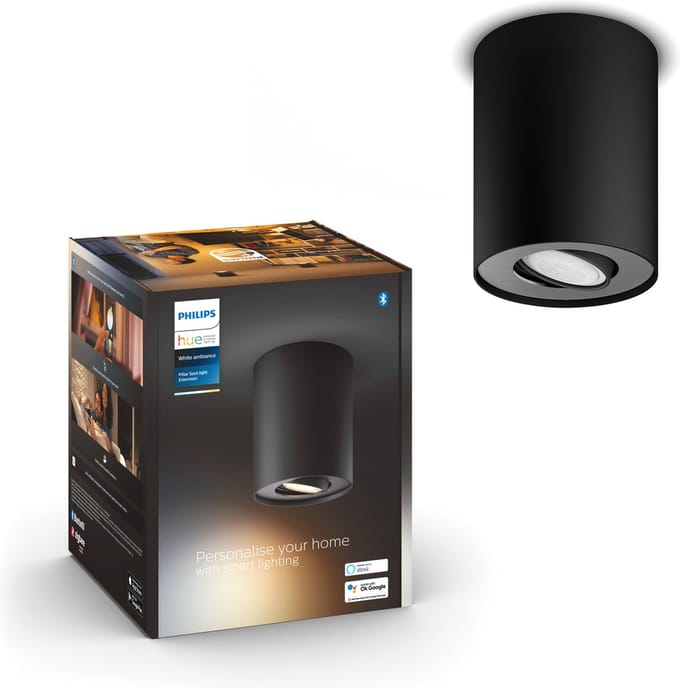 Philips Hue Pillar - spot - zwart - GU10 fitting - 1 lichtpunt - aanpasbaar wit licht - slimme verlichting