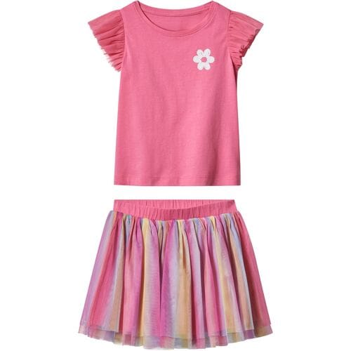 LUPILU Kinder T-shirt en rok (Roze, 110/116)