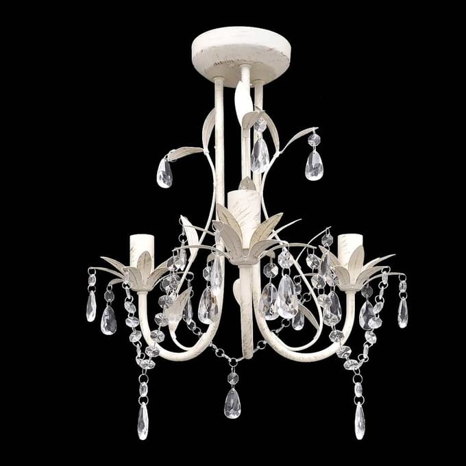 vidaXL - Kristallen - kroonluchter - met - wit - elegant - design - (3 - lampen)