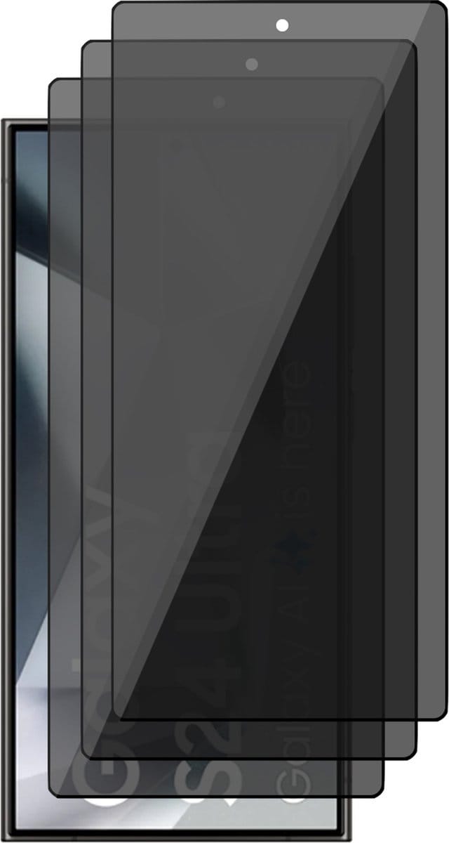 Privacy Screenprotector geschikt voor Samsung Galaxy S24 Ultra - 3x Volledig Dekkend Glas Screen Protector