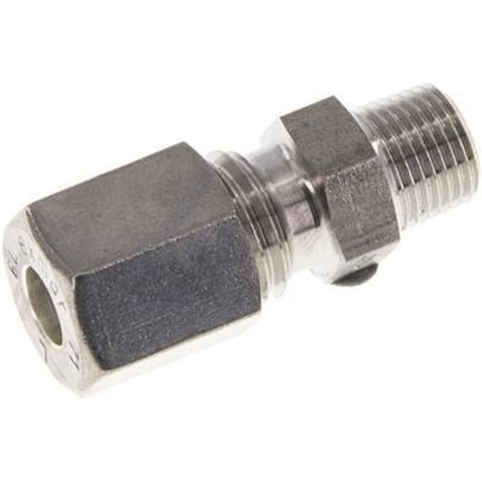 6L & R1/8'' RVS Rechte Knelfitting Buitendraad 315bar ISO 8434-1