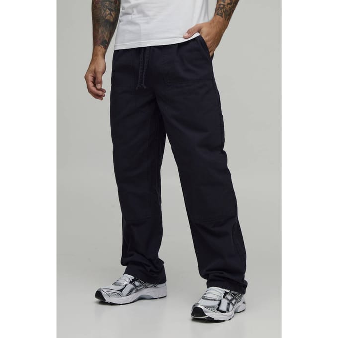 Ontspannen Getailleerde Getimmerde Broek Met Elastiek | Navy | Size XS