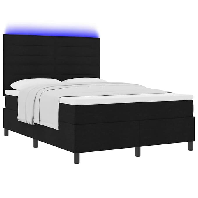 vidaXL - Boxspring - bed - met - matras - met - LED - Zwart - 160 - x - 200 - cm - Stof
