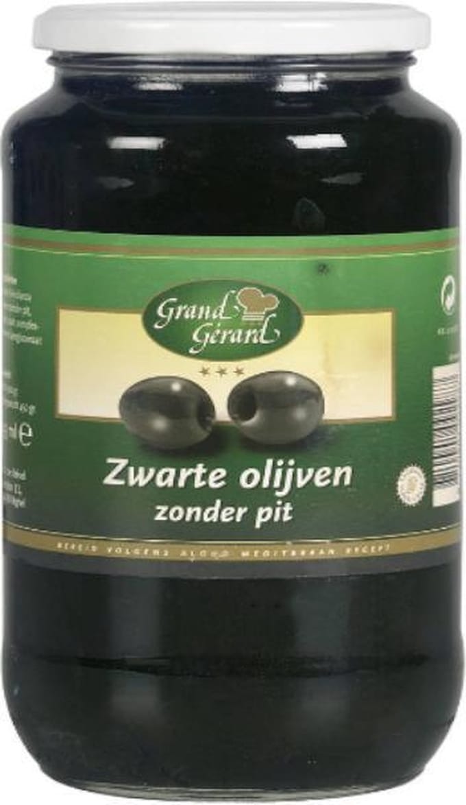 Grand Gerard Zwarte olijven zonder pit 455 gr