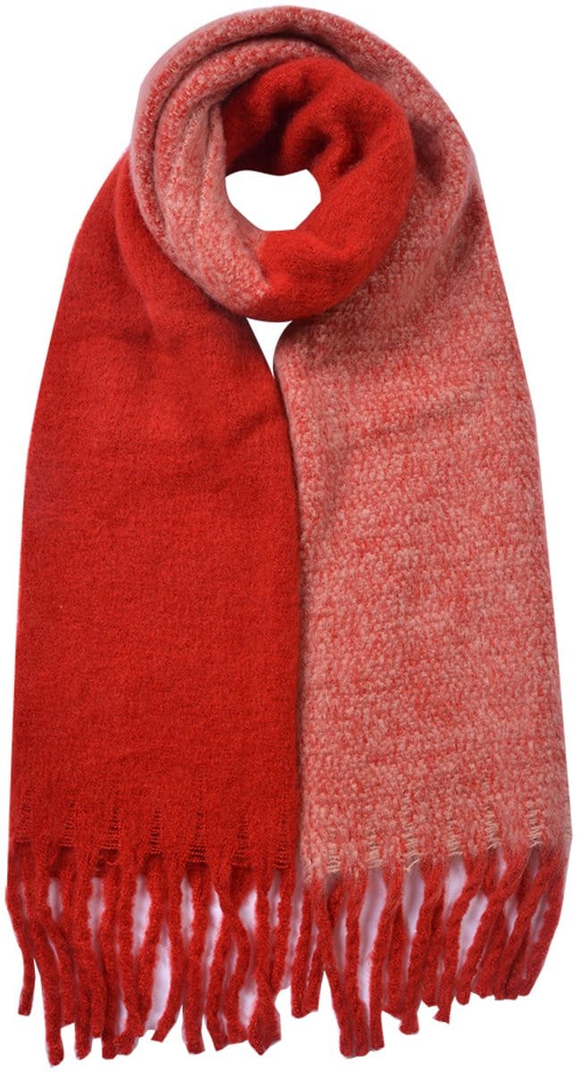 Clayre & Eef Wintersjaal Dames 40x240 cm Rood Synthetisch