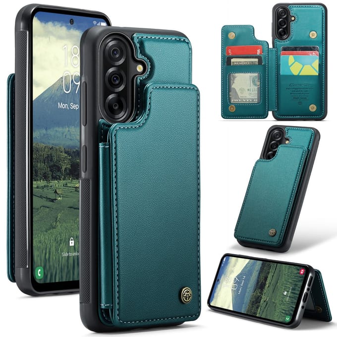 Luxe Portemonnee Backcover met Anti-RFID kaarthouders voor Galaxy A36 _ Groen