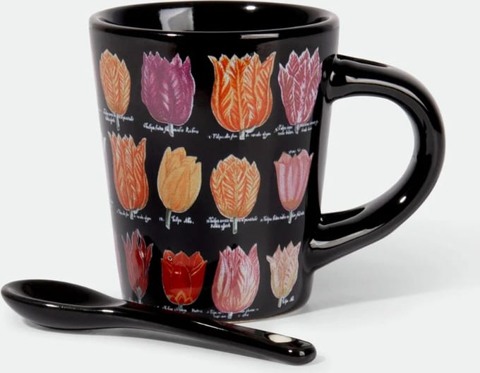 Espresso Mok Tulpen Zwart Met Lepel - Per Stuk - Souvenirs