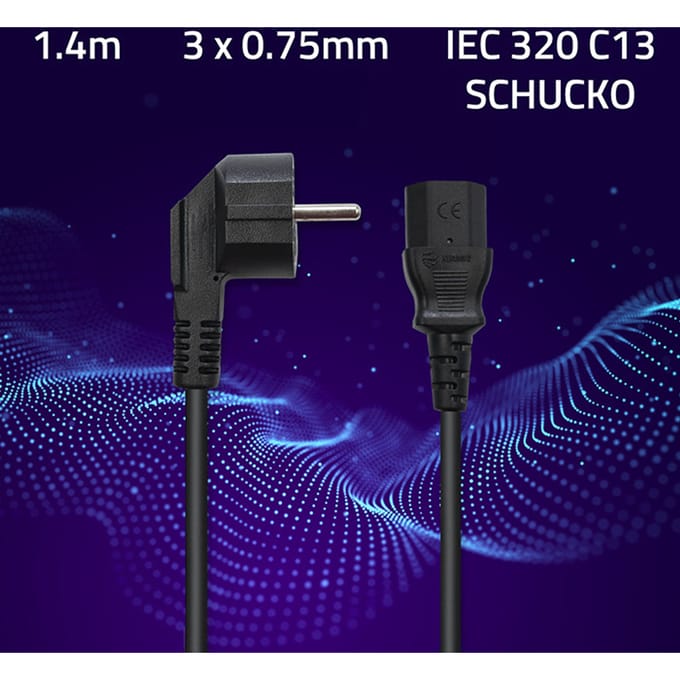 Qoltec Stroomkabel IEC C13/SCHUKO |   3x0,75 mm² |   1,4m