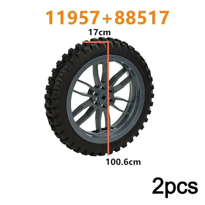 MOC Bouwsteen Technisch Component Baksteen Motorfietsband & Velg Compatibel met 88517 11957 Deel Auto Wiel 2 Stuks Speelgoed