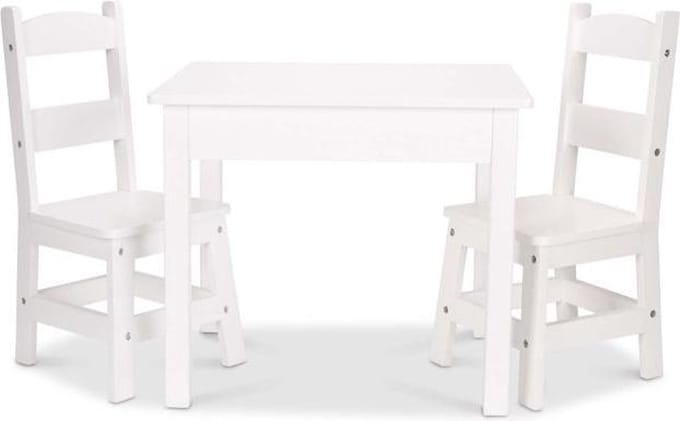 Melissa & Doug - Houten Kindertafel met twee Stoeltjes - wit