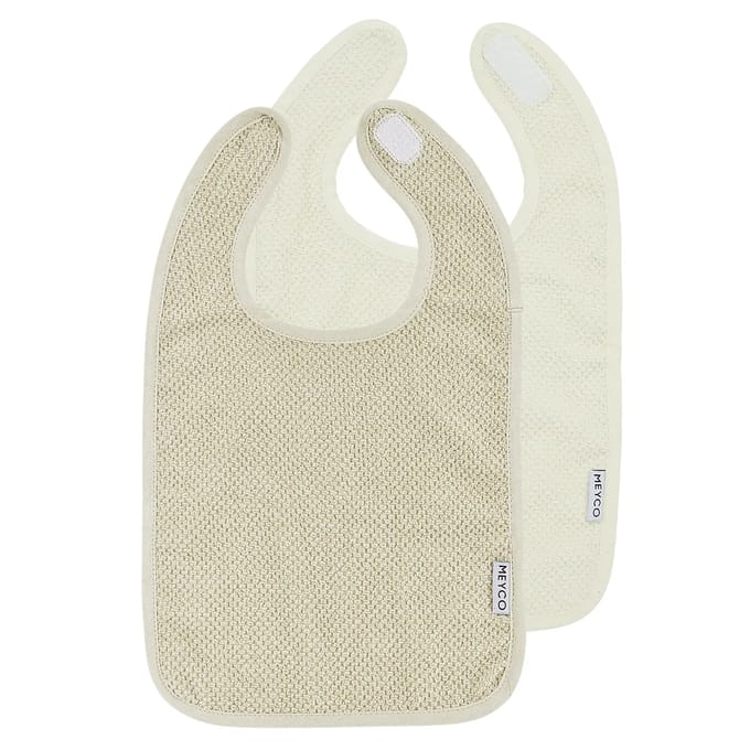 Meyco Baby Popcorn Slab Met Klittenband - 2 Stuks - Naturel/Soft Sand