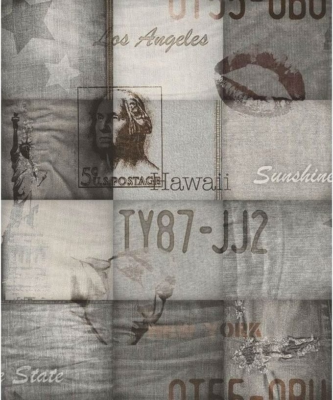 Dutch Wallcoverings vliesbehang Amerika/jeans - grijs