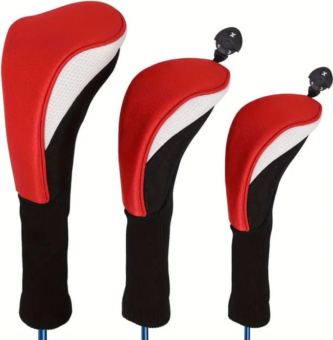 Nivard Golfclub Headcover - Covers - Beschermers - Golfset - Rood & Wit - 3 Stuks