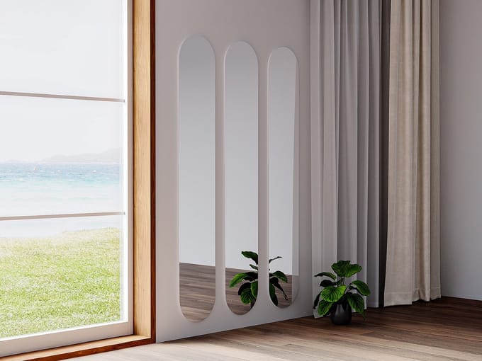 Vente-unique Set van 3 ovale wandspiegels - L30 x H175 cm - KANXI