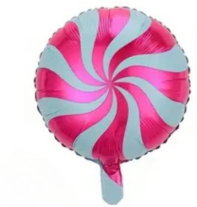 Folieballon snoep roze-licht blaauw - willy wonka