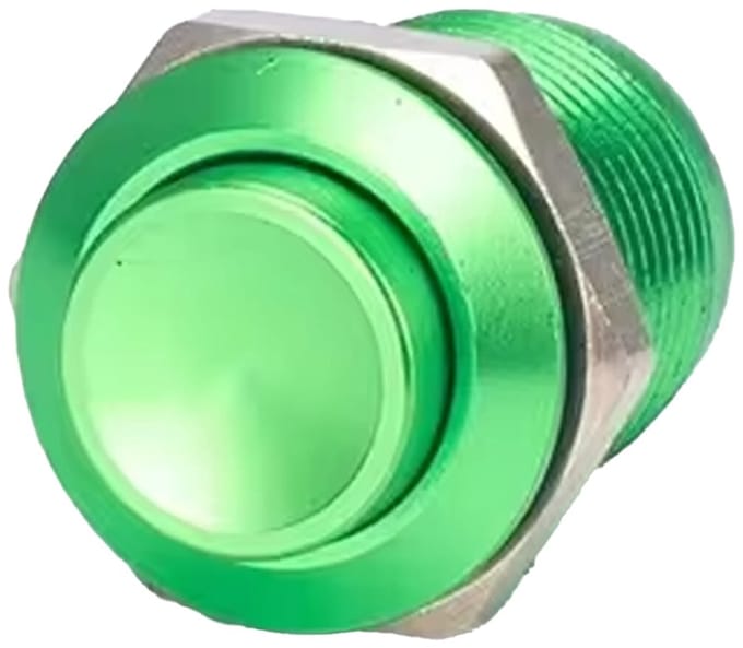 ProRide Metalen Mini Drukschakelaar 12V OFF-(ON) - 12mm - Pulsschakelaar - 12V/24V - Groen - High Surface