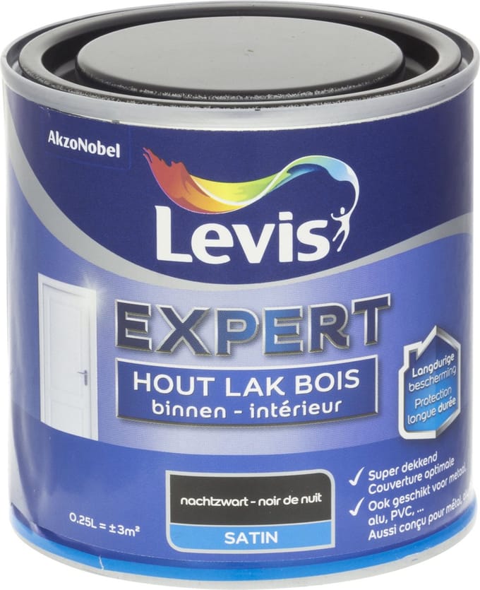 Levis Expert Houtlak Binnen Satin Nachtzwart 0,25 L