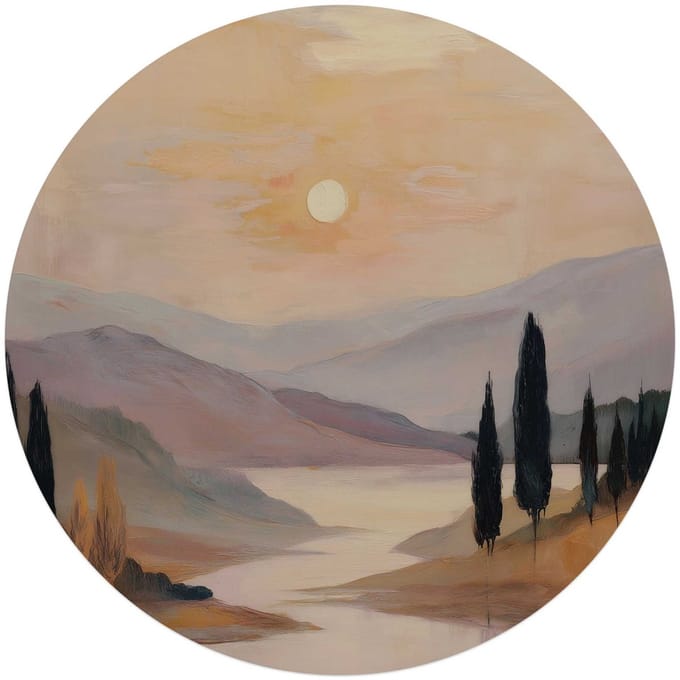 Glasschilderij Landschap I - Ø 70 - Glas - REINDERS