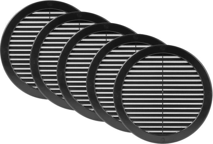 Set van 5 Ronde Ventilatieroosters met Geïntegreerd Muggennet - 20,3 cm