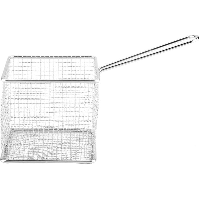 Mini RVS Friet Diepfriet Manden Voedsel Presentatie Zeef Aardappel Kookgereedschap white