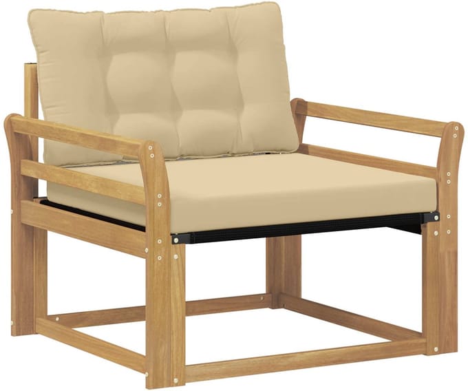 vidaXL - Buiten - bank - set - Massief - Acaciahout - en - Textilene - Wit