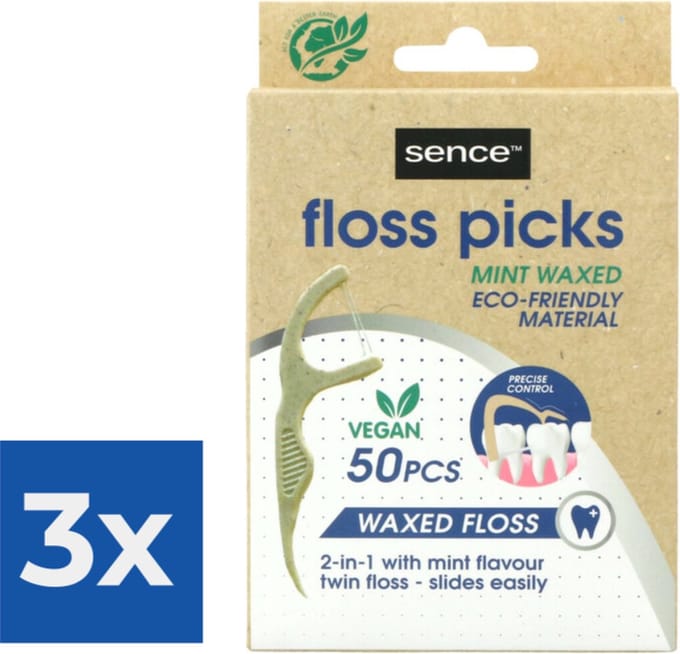 Sence Fresh Flosser 2 in 1 Bamboo 50 stuks - Voordeelverpakking 3 stuks