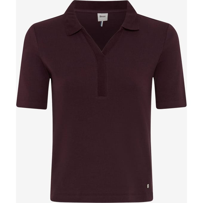 Brax Dames Poloshirt  Style CLEO S blackberry violet, donkerpaars, maat 40