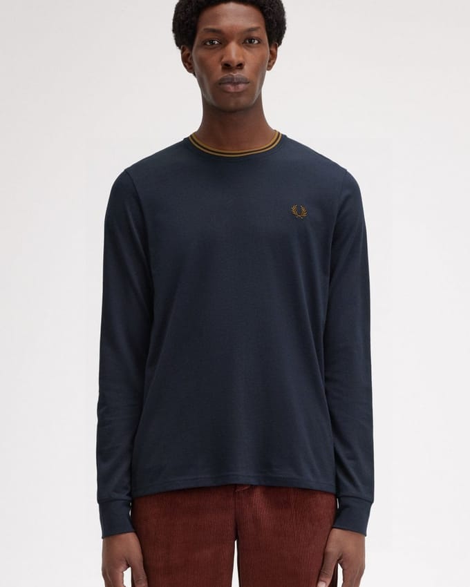 Fred Perry Heren Langsleeve Twin Tipped T-Shirt