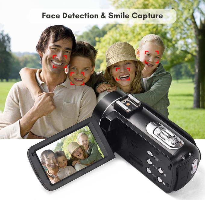 Andoer 2.7K caméra vidéo numérique caméscope enregistreur DV 48MP 16X Zoom numérique 3.0 pouces IPS Touch noir