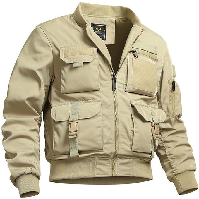 Bomberjack Heren Baseballuniform Multi-zak Werkjas Functionele Jas Drievoudig Bewezen Aanvalstop 2XL beige