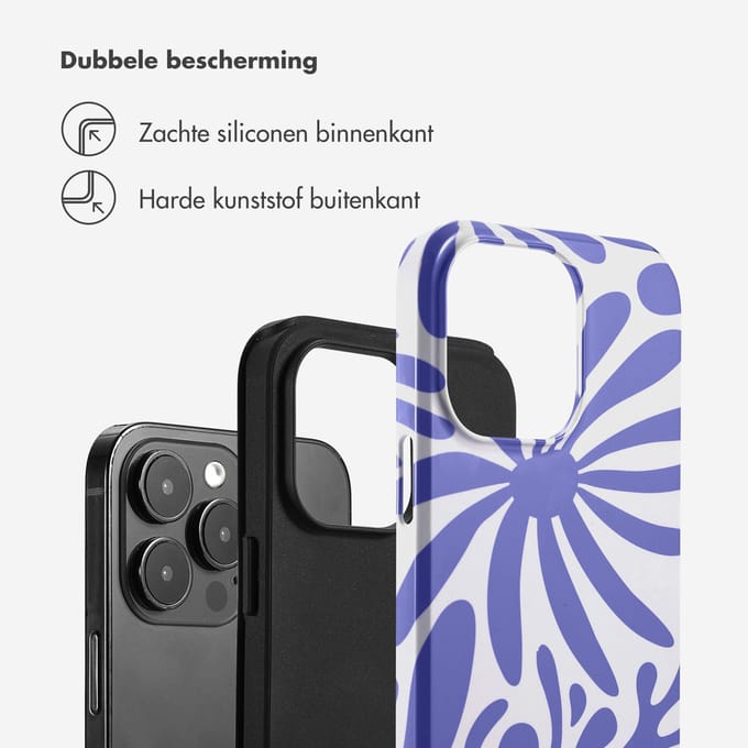 Selencia Hoesje - Geschikt voor Apple iPhone 14 Pro Max - Backcover - Modern Bloom Sapphire Blue
