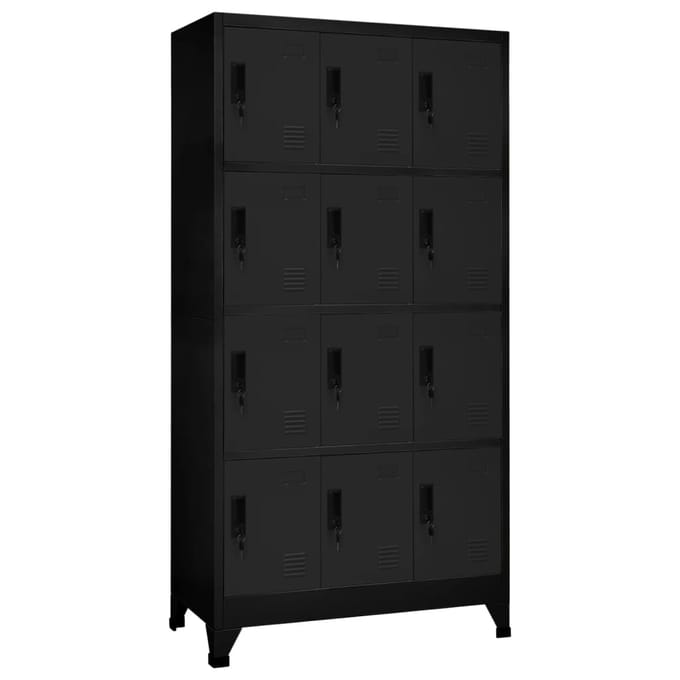 vidaXL - Lockerkast - 90x45x180 - cm - staal - zwart