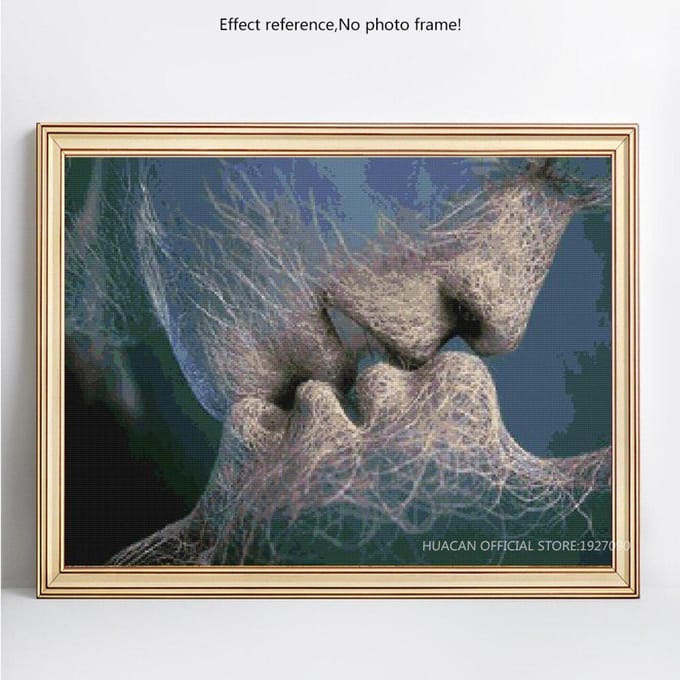 Diamant peinture plein strass Couple baiser mosaïque diamant broderie point de croix 20X30CM gray