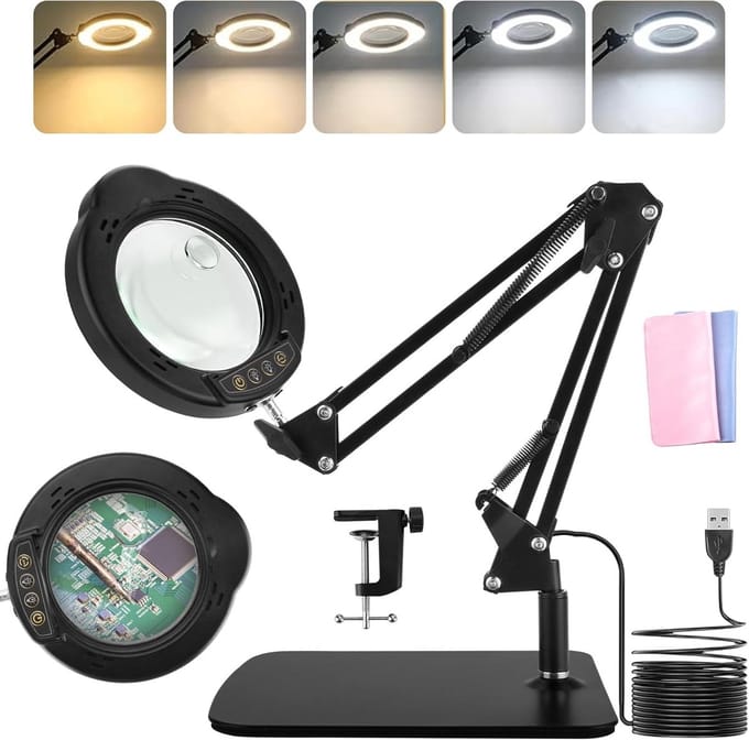 Loeplamp met Standaard - Staande Lamp met LED Verlichting - Werklamp - WerkruimteLamp