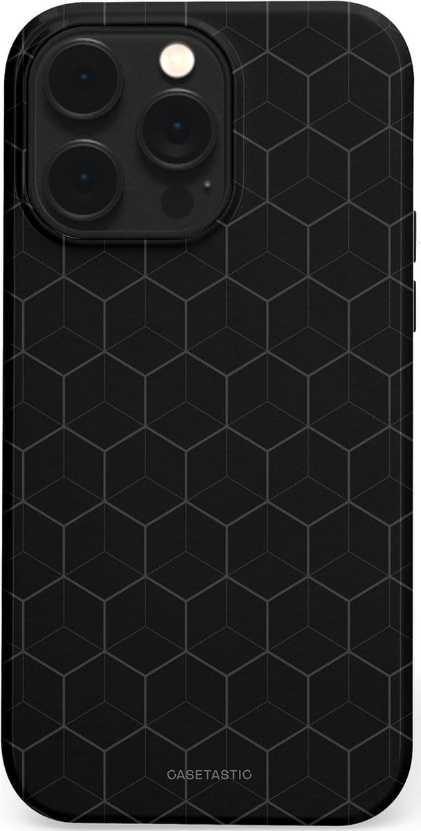 Casetastic hoesje geschikt voor Apple iPhone 14 Pro Max - MagSafe - Dubbellaagse bescherming - Hexago - Fashion Case - Zwart