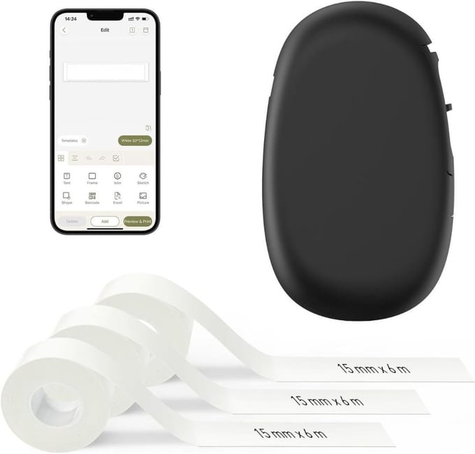 SCH® Labelmaker - Labelprinter - Label Maker - Zwart- 6cm x 16cm x 9cm
