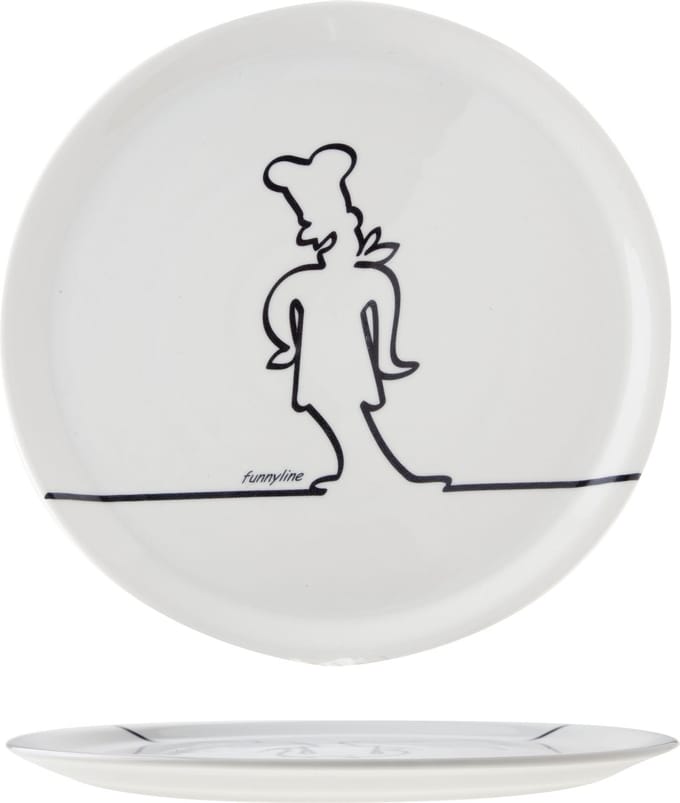 Cosy&Trendy Pizzabord - Ø 31cm - Wit Funnyline Zwart