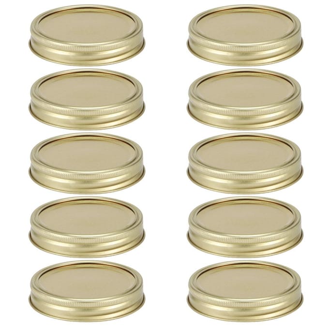 Glazen Potten Deksel met Split-Type Ronde Voedselcontainer Sealing Deksel Keukenaccessoire(10 stuks beige