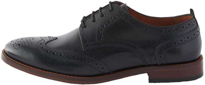 Next - Heren - Leren brogues met contrasterende zool en brede pasvorm - Zwart