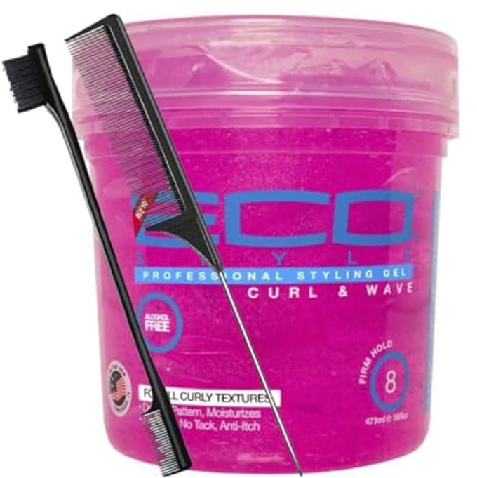 Hydraterende Curl & Wave Styling Gel 16oz met Kam en Borstel voor Krullend en Golvend Haar