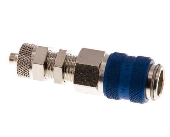 Vernikkeld Messing DN 5 Blauw Luchtkoppeling Snelkoppeling 4x6 mm Push-On Schotkoppeling - CLS5-NB-BN-BLU-4