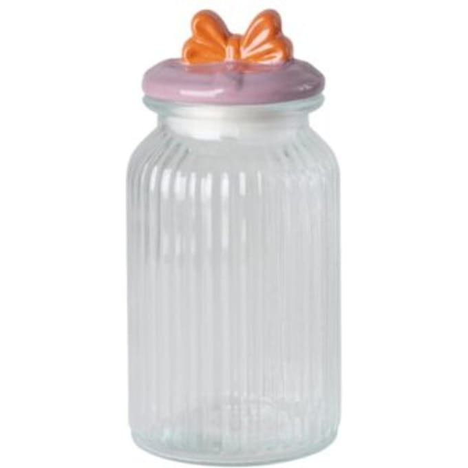 Rice glazen pot met strik, large