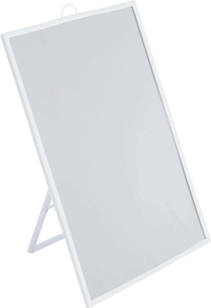 5Five Basic make-up spiegel/scheerspiegel - op standaard - kunststof - 20 x 30 cm - wit