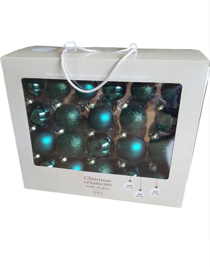 House of Seasons Kerstballen Set - 42 Stuks - Ø7 cm - Donkergroen
