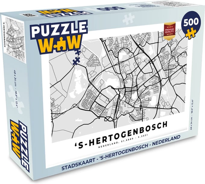 Puzzel Stadskaart - 's-Hertogenbosch - Nederland - Legpuzzel - Puzzel 500 stukjes - Plattegrond