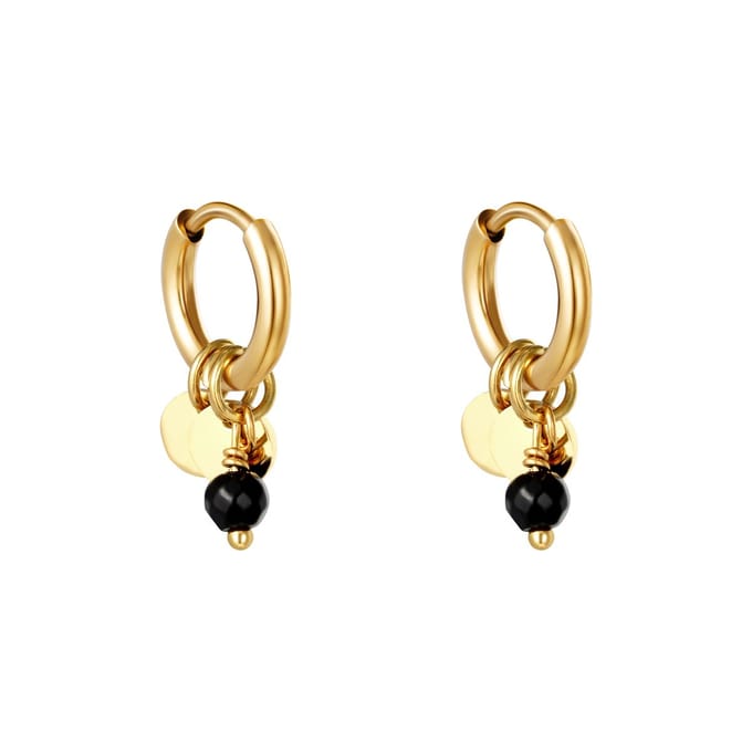 Oorbellen Bedel Delicate | Zwart - Goud