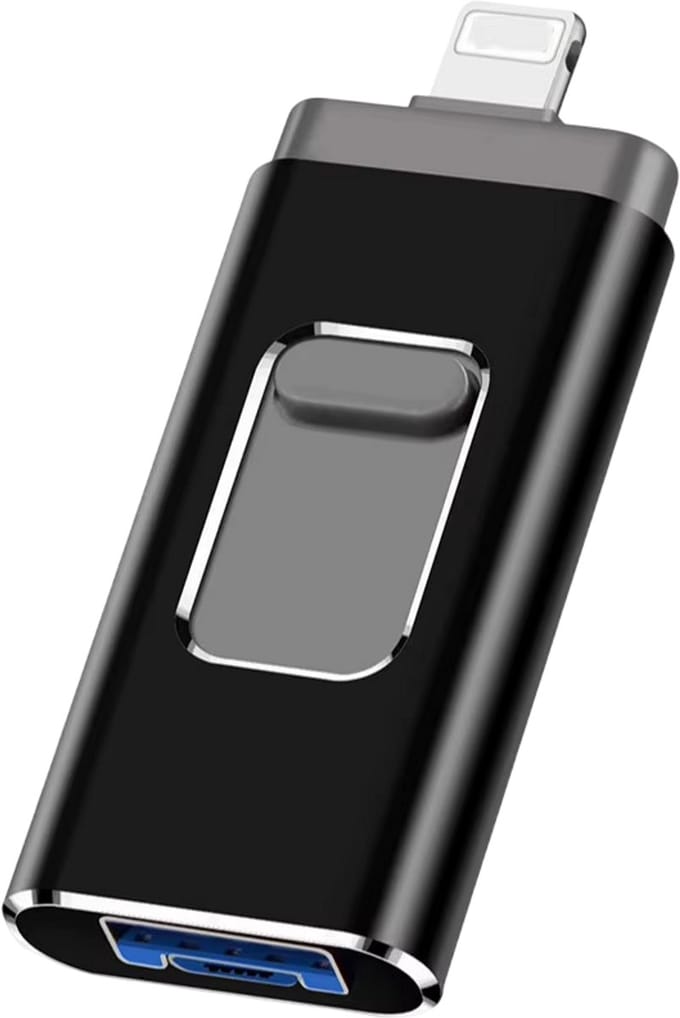 USB Flash Drive 64GB USB 3.0 Geheugenstick – Externe Opslag, geschikt voor iPhone, Telefoon, Android, Type-C & Windows 4-in-1 USB Stick - Zwart