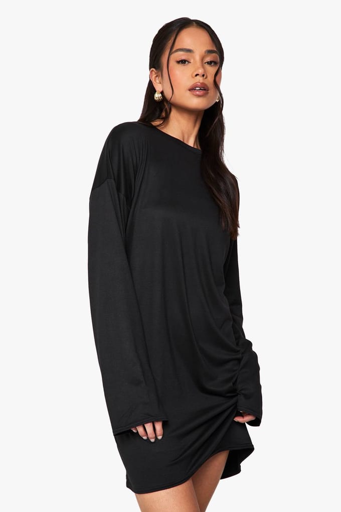 boohoo Dames Oversized T-Shirt Jurk | Black | Maat: 8