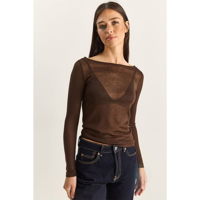 Crew Neck Basis Transparant Top