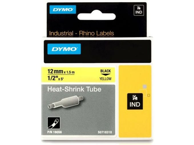 DYMO Rhino industriële Heat-Shrink Tube-labels | 12 mm x 1,5 m | zwarte afdruk op geel | voor Rhino labelprinters